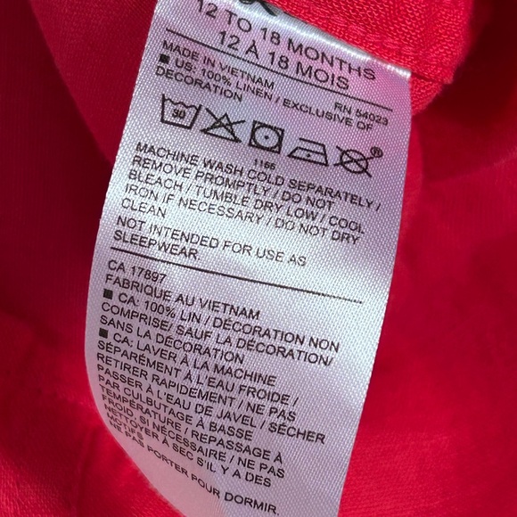 Janie And Jack Spring Poppy Red Linen Button Down Shirt Toddler 12-18 - Picture 10 of 12